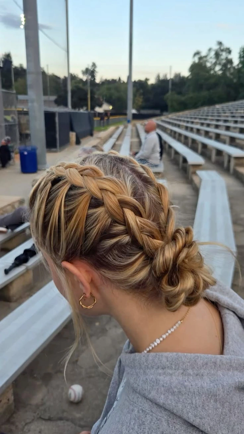 French Braid Low Bun