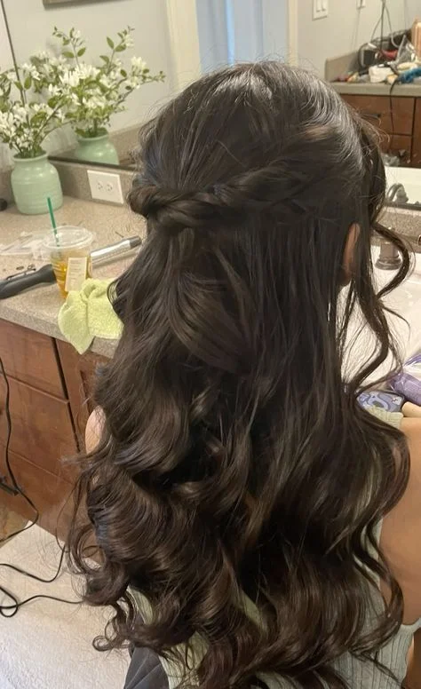 Dark Twisted Half-Up Style