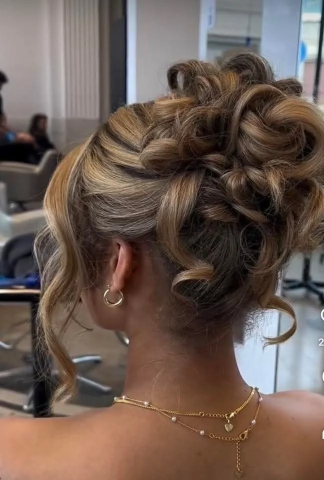 High Bun With Blonde Streaks