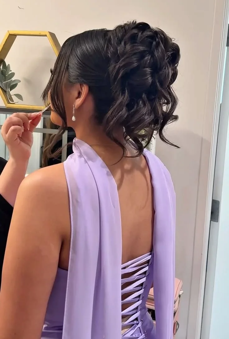 Dark High Curly Updo
