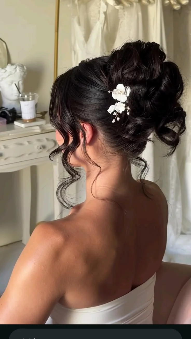 Dark Bun With White Flower