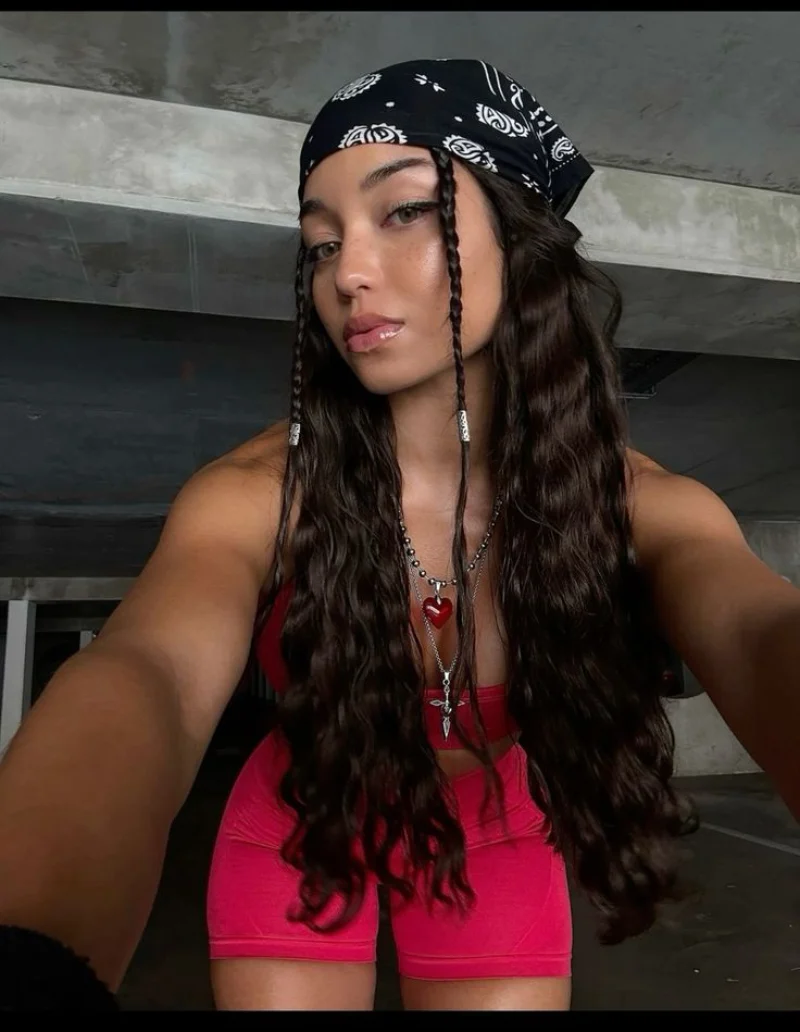 Black Bandanna with Braids
