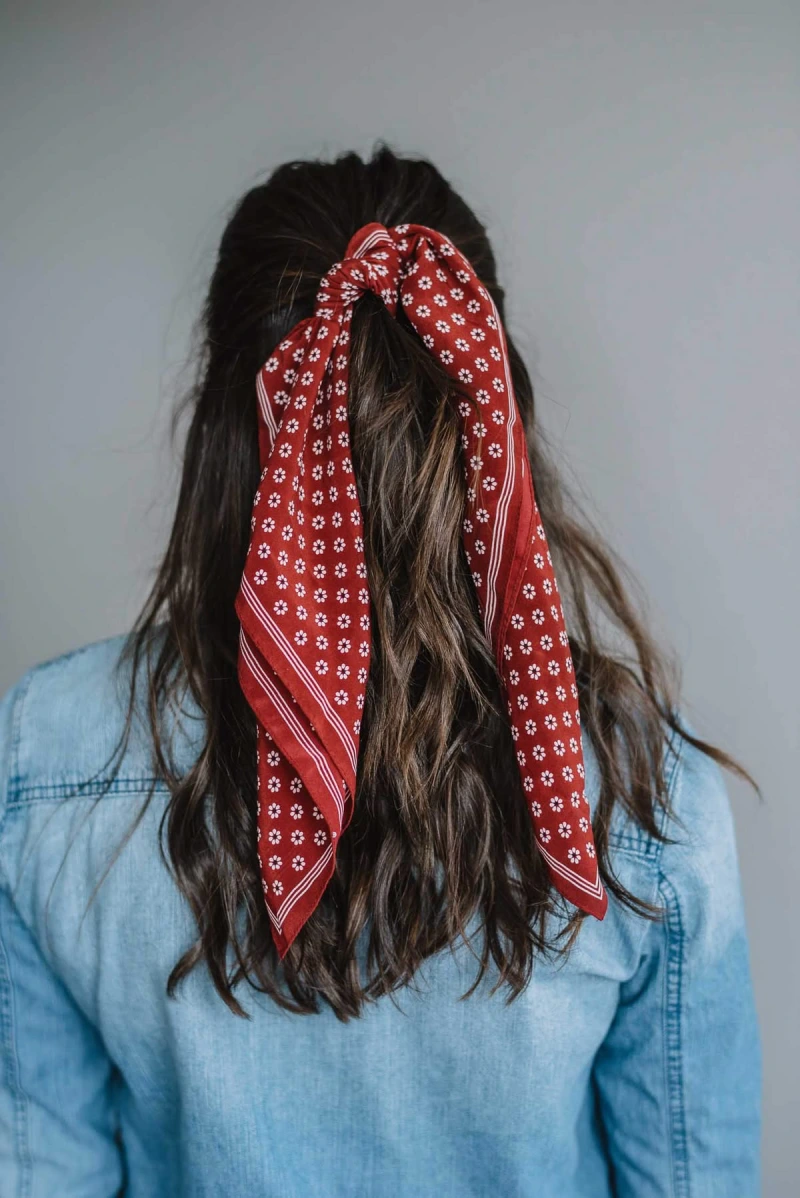 Half-Up Red Scarf Tie