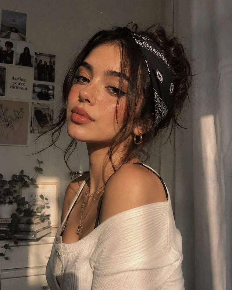 High Bun Black Bandanna
