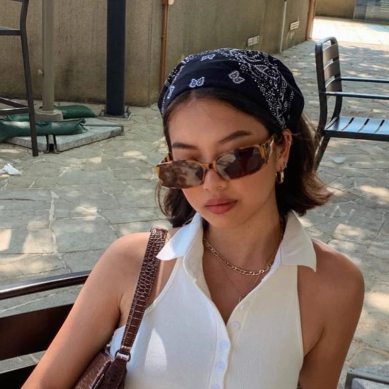 Short Hair Blue Bandanna