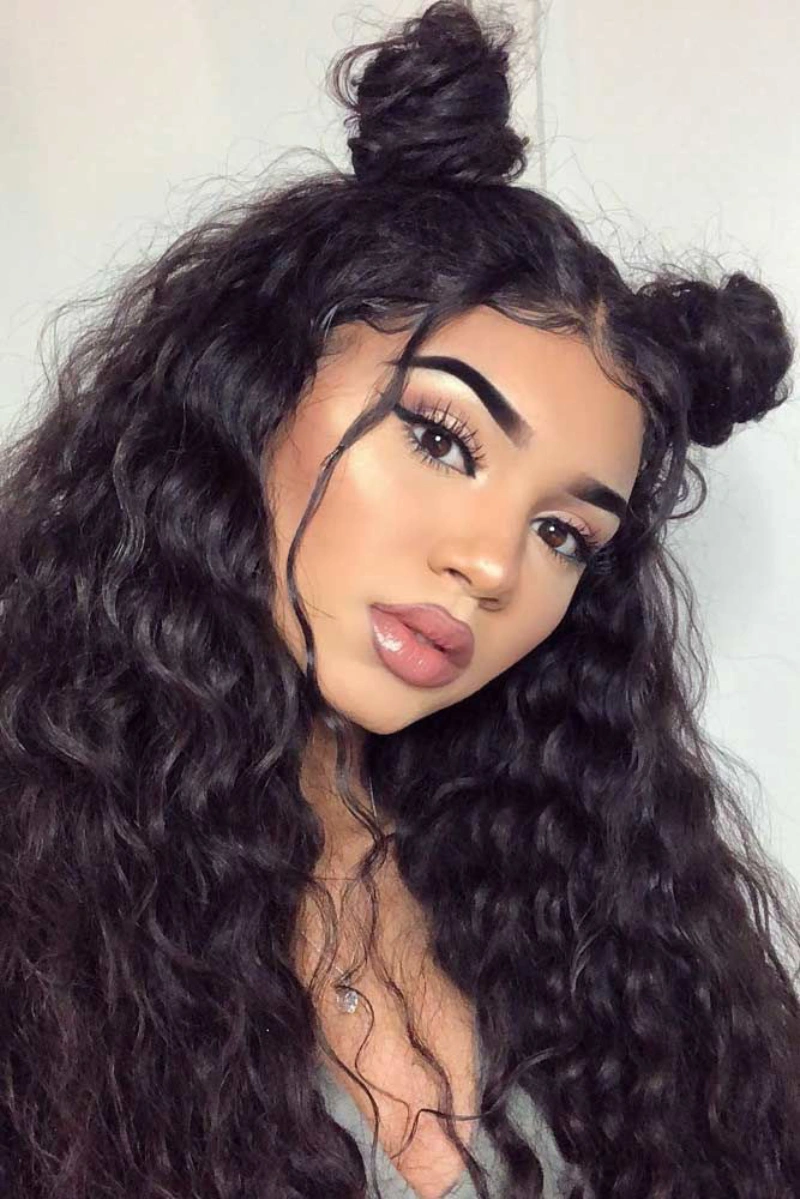 Long Curly Space Buns