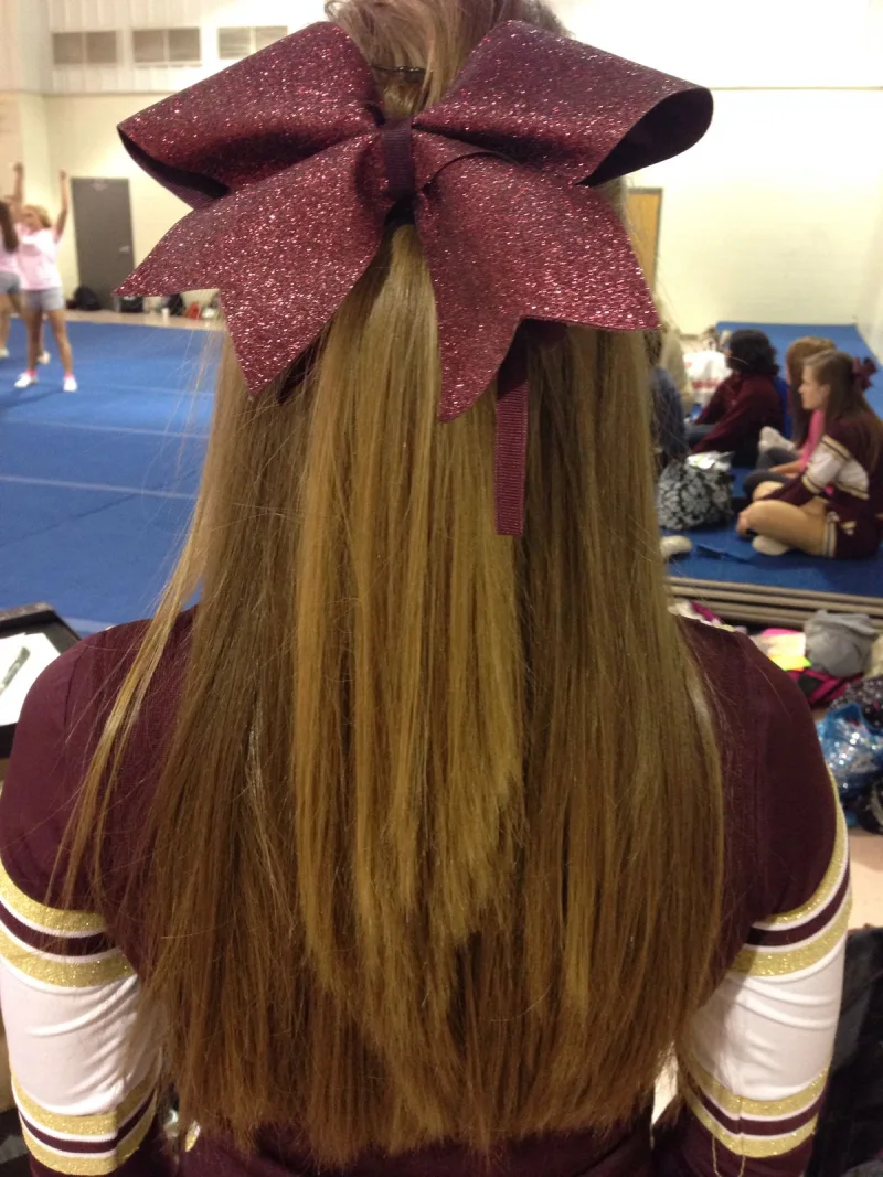 Maroon Glitter Half-Up Look