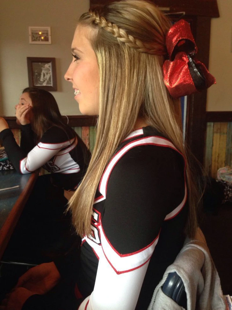 Sequin Red Half-Up Braid