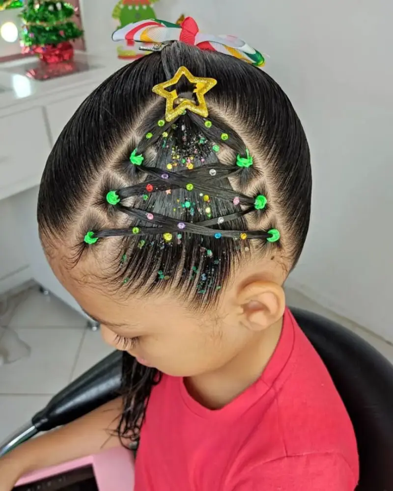 christmas tree braided bun