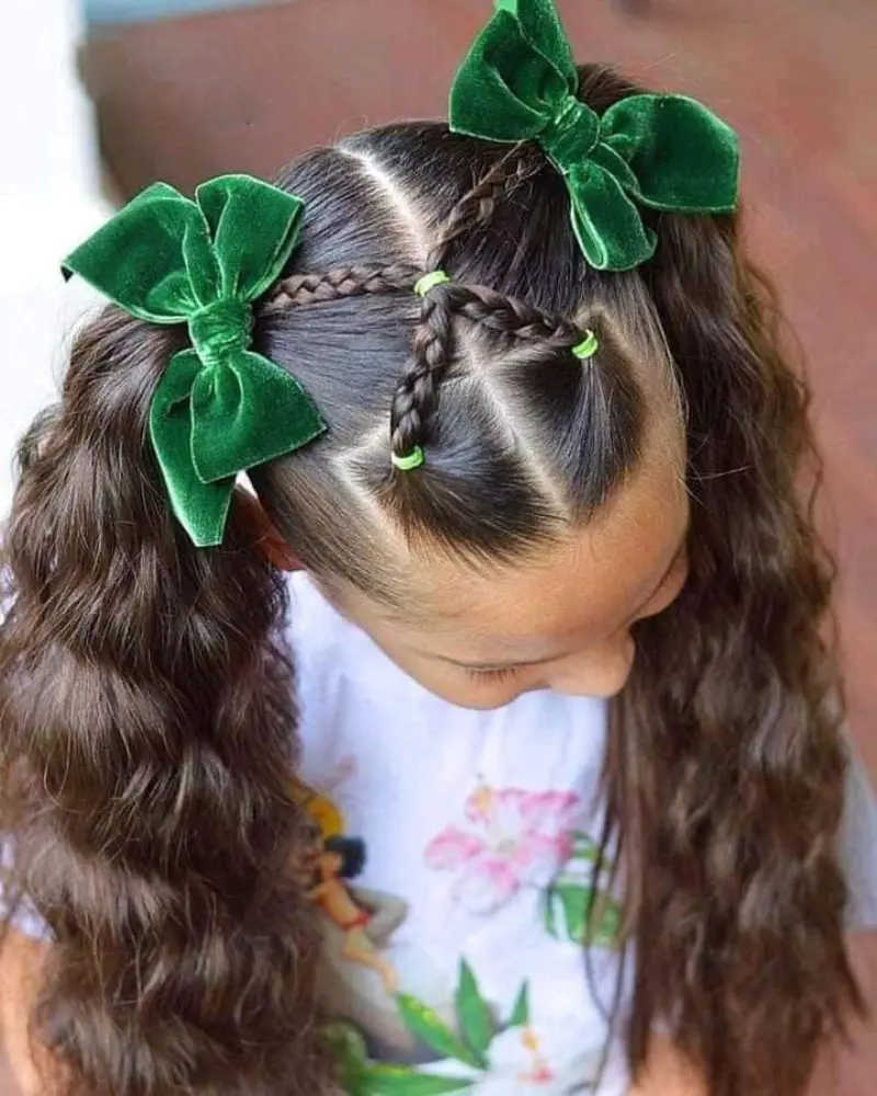 green velvet bow braids