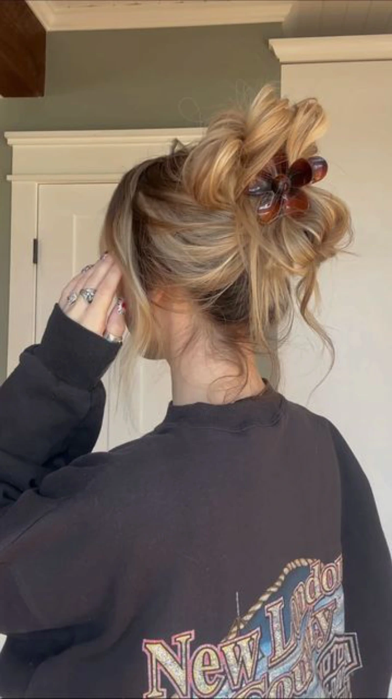 Blonde Hair Flower Bun