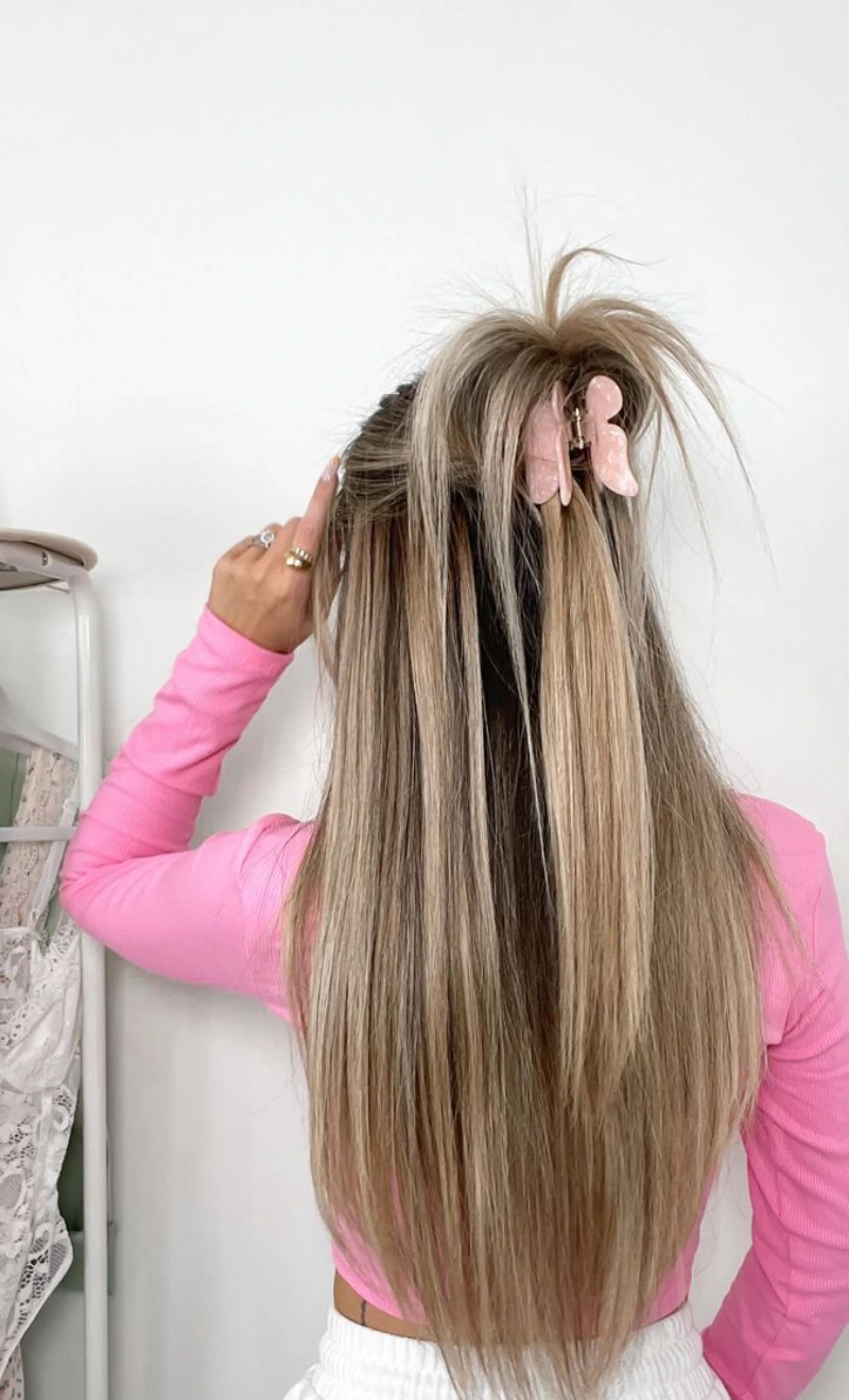 Pink Butterfly Straight Hair
