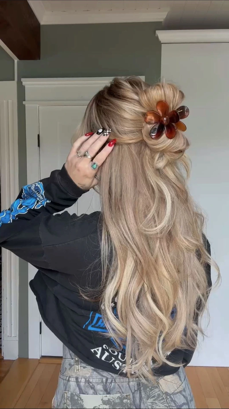 Brown Flower Messy Bun