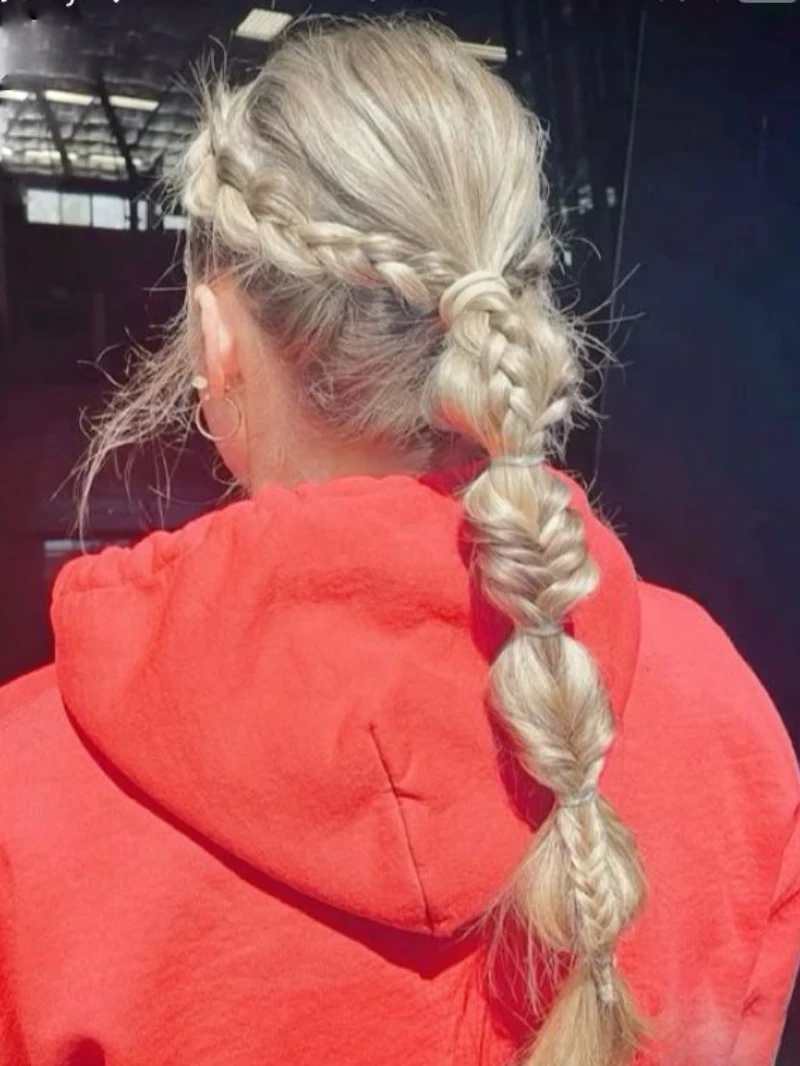 fishtail braid sporty look softball hairstyle