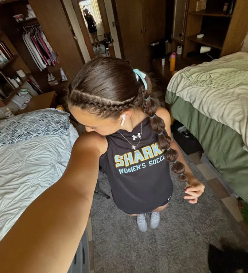 kids cornrow braid style softball hairstyle