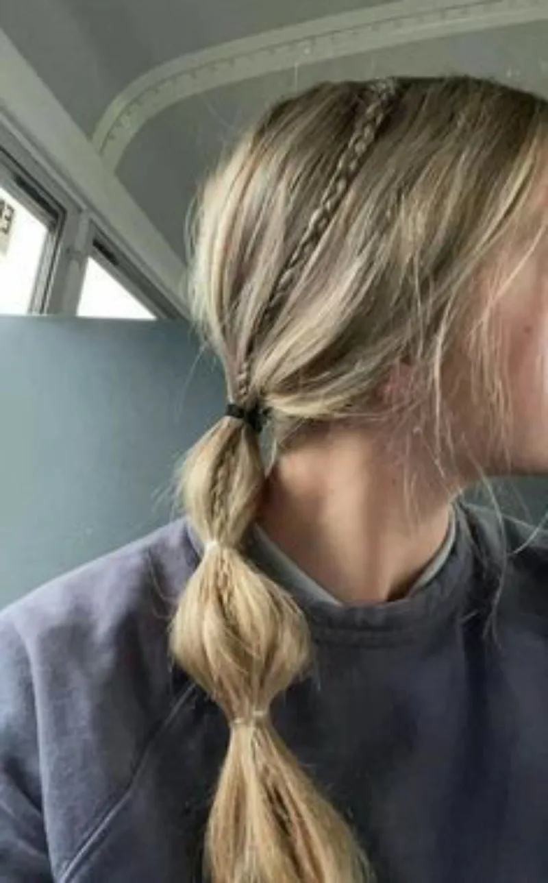 low braided ponytail softball hairstyle