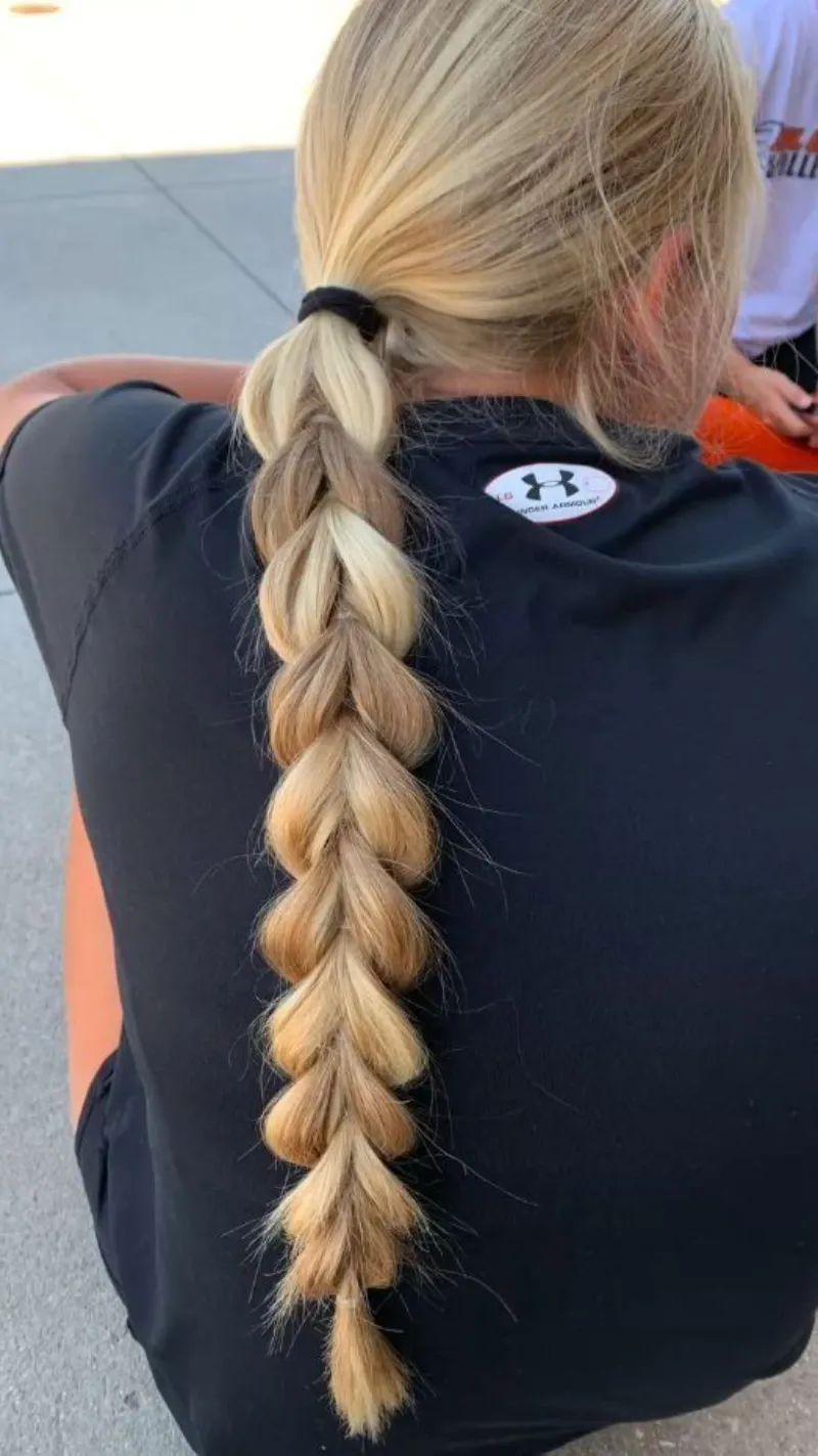 thick sport braid ponytail softball hairstyle
