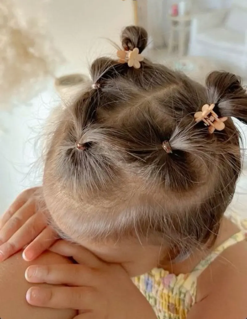 Mini Buns Cute Hairstyle Daughter Hairstyle