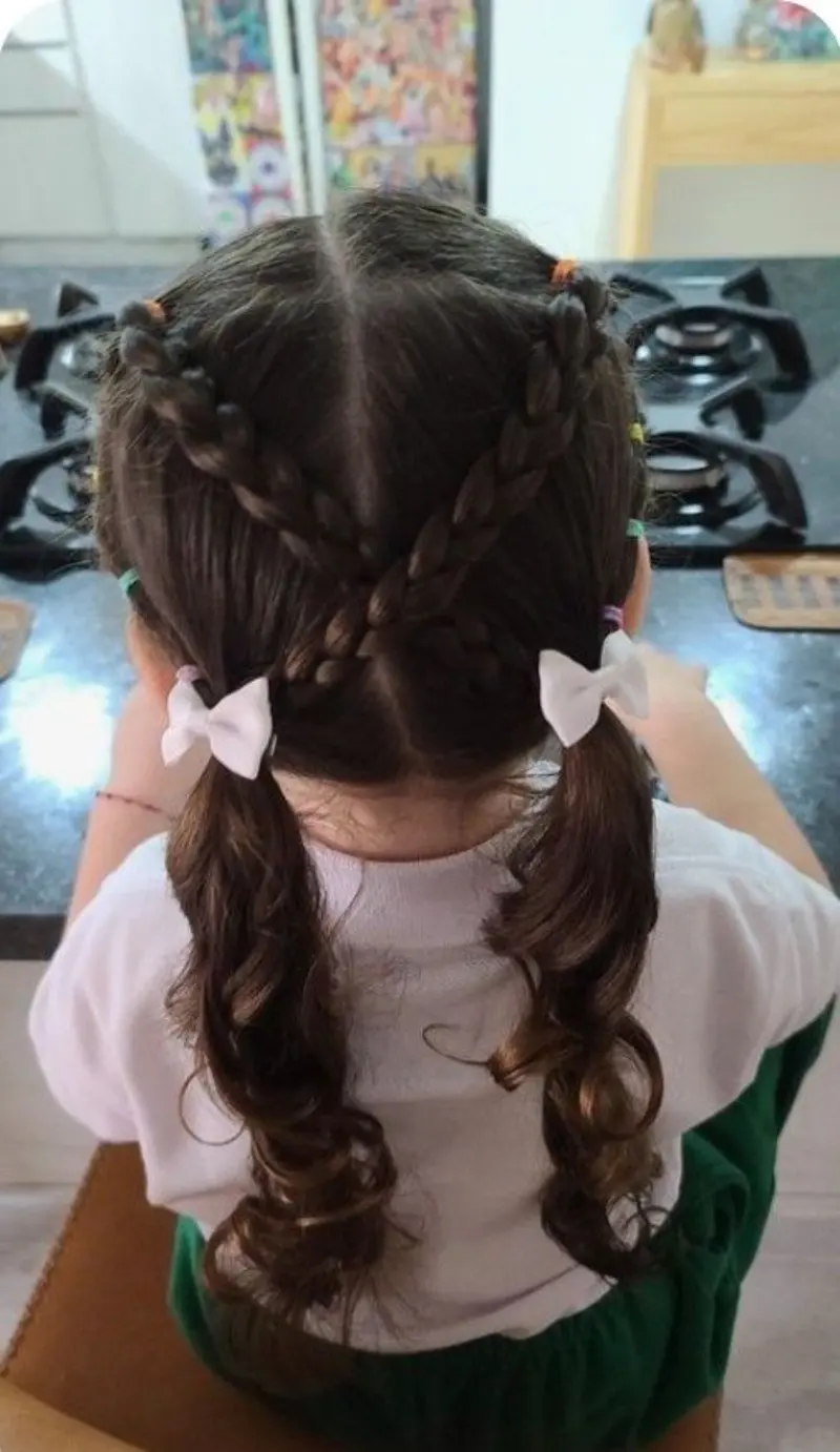 Braided Twin Pony Hairstyle Daughter Hairstyle