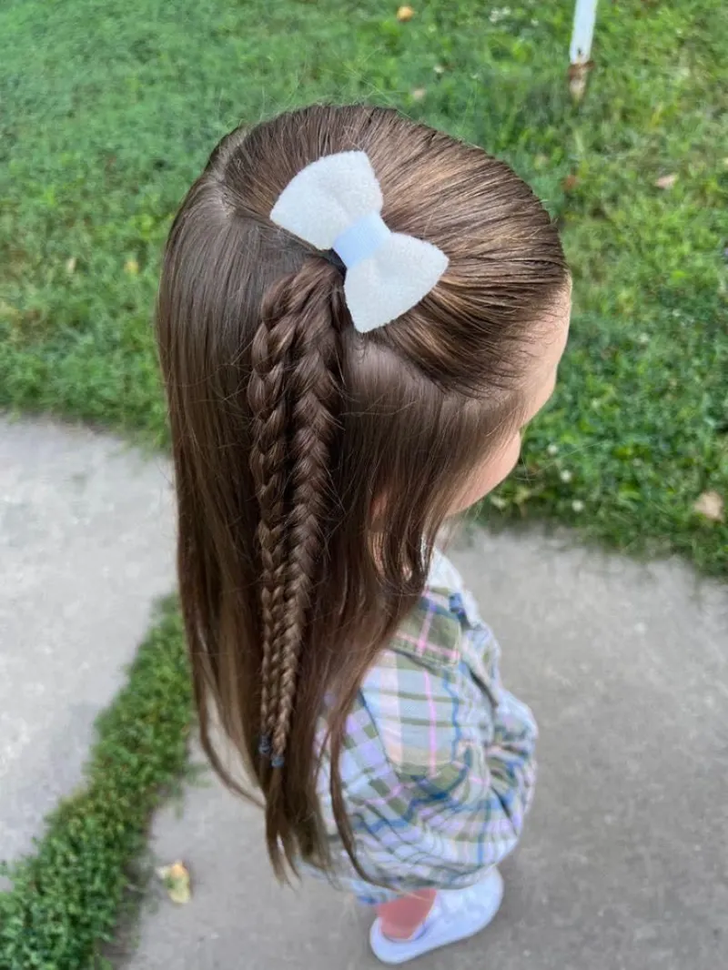 High Ponytail with Side Braid Daughter Hairstyle