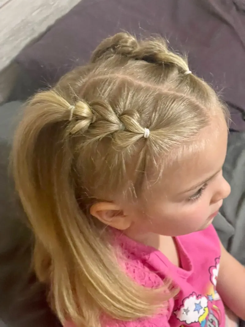 Half Open Style with Soft Braid Daughter Hairstyle