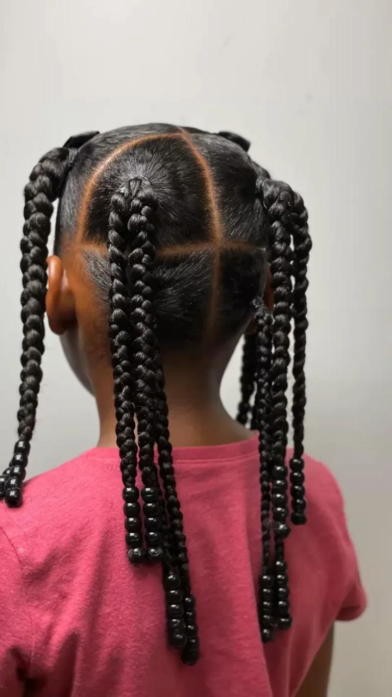 Center Parted Double Braid Style Daughter Hairstyle