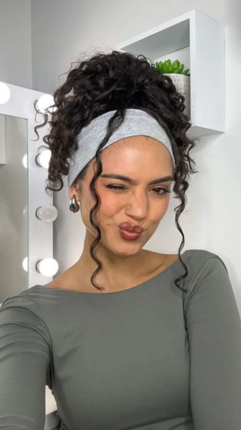 High Curly Ponytail with Volume Hairstyle for School