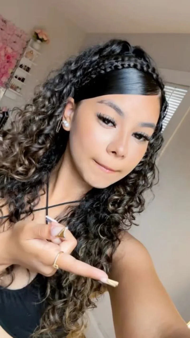 Curly Hair with Headband Hairstyle for School