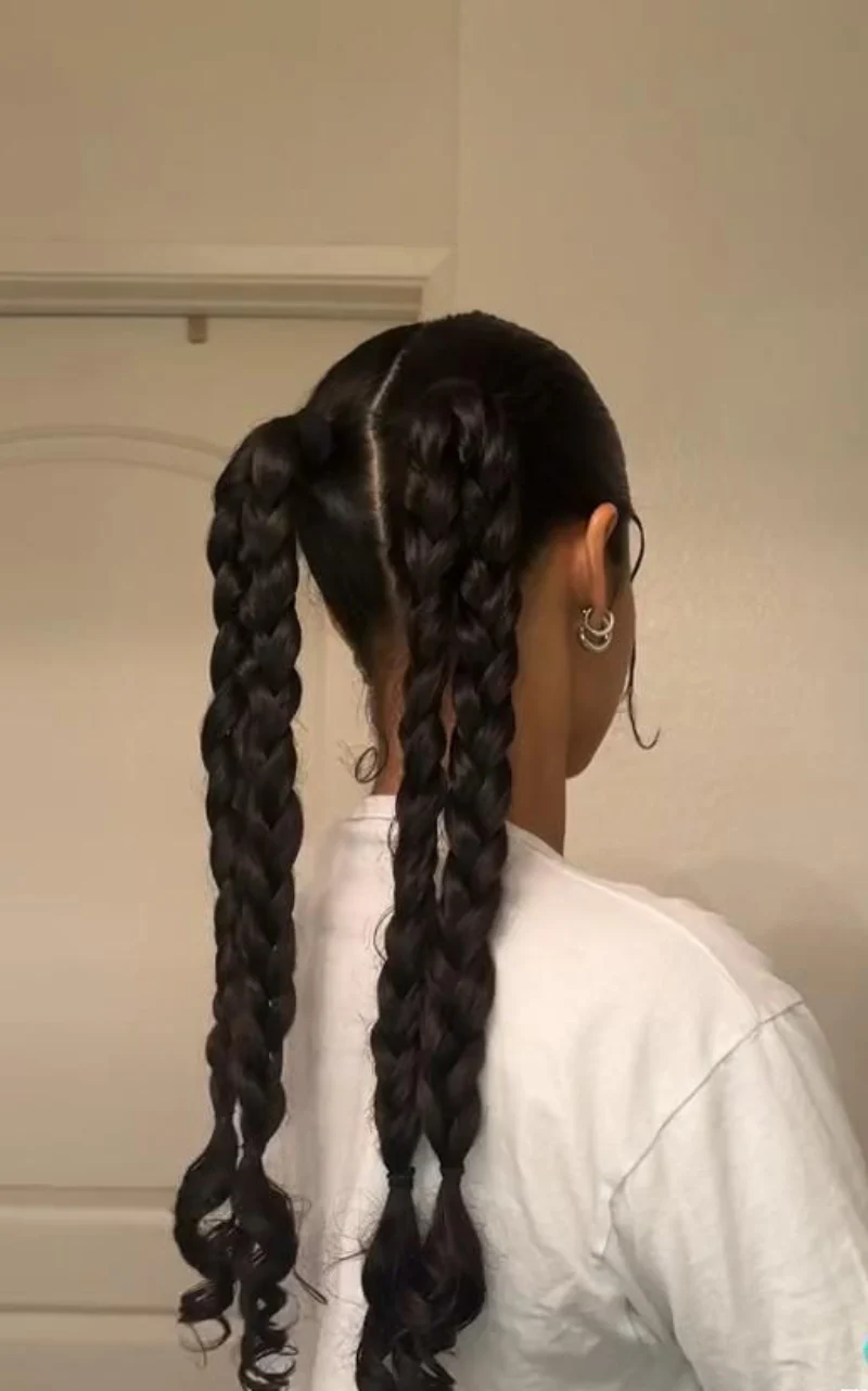 Braided Curly Pigtails Hairstyle for School