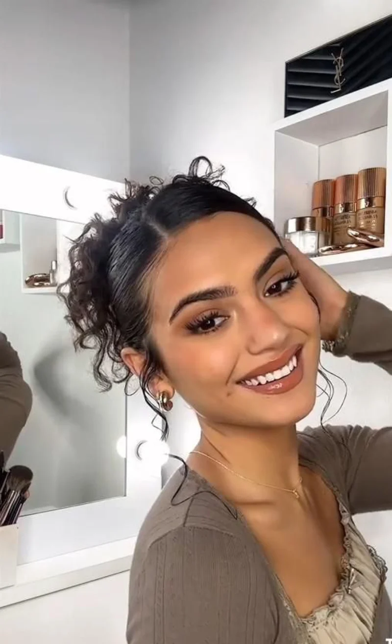 High Curly Ponytail Hairstyle for School