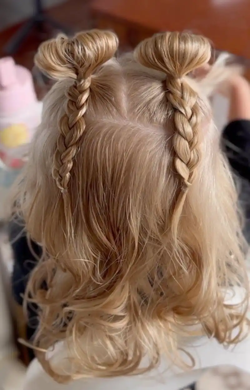 Cute Twisted Half-Up Pigtails Coloring Page