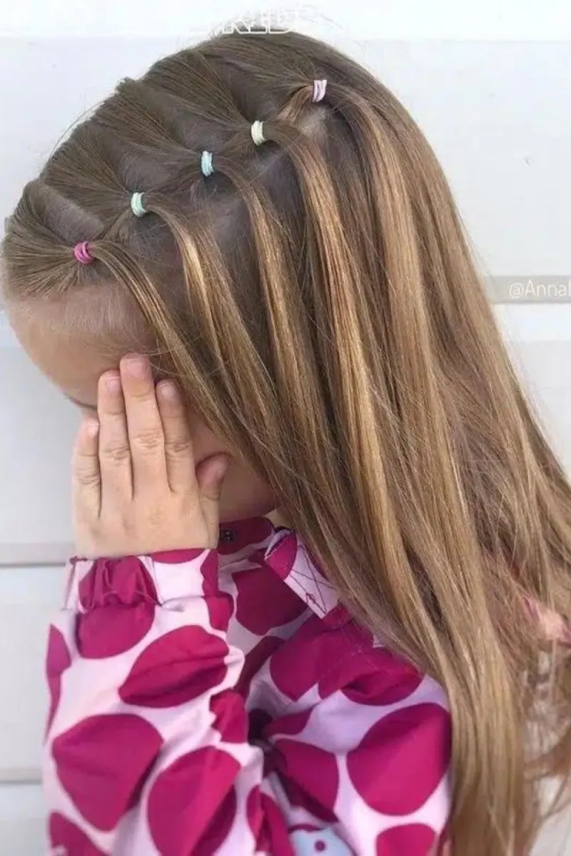 Side Part Ponytail with Beads Coloring Page