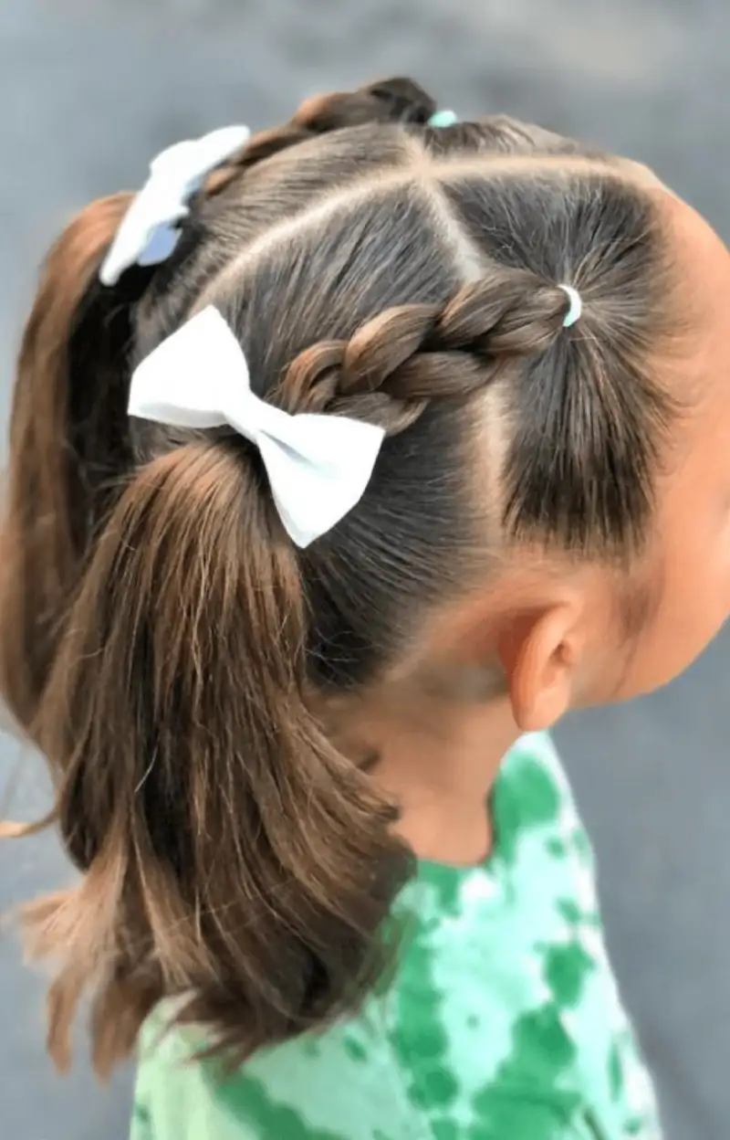 Side Braided Ponytails with Bow Coloring Page