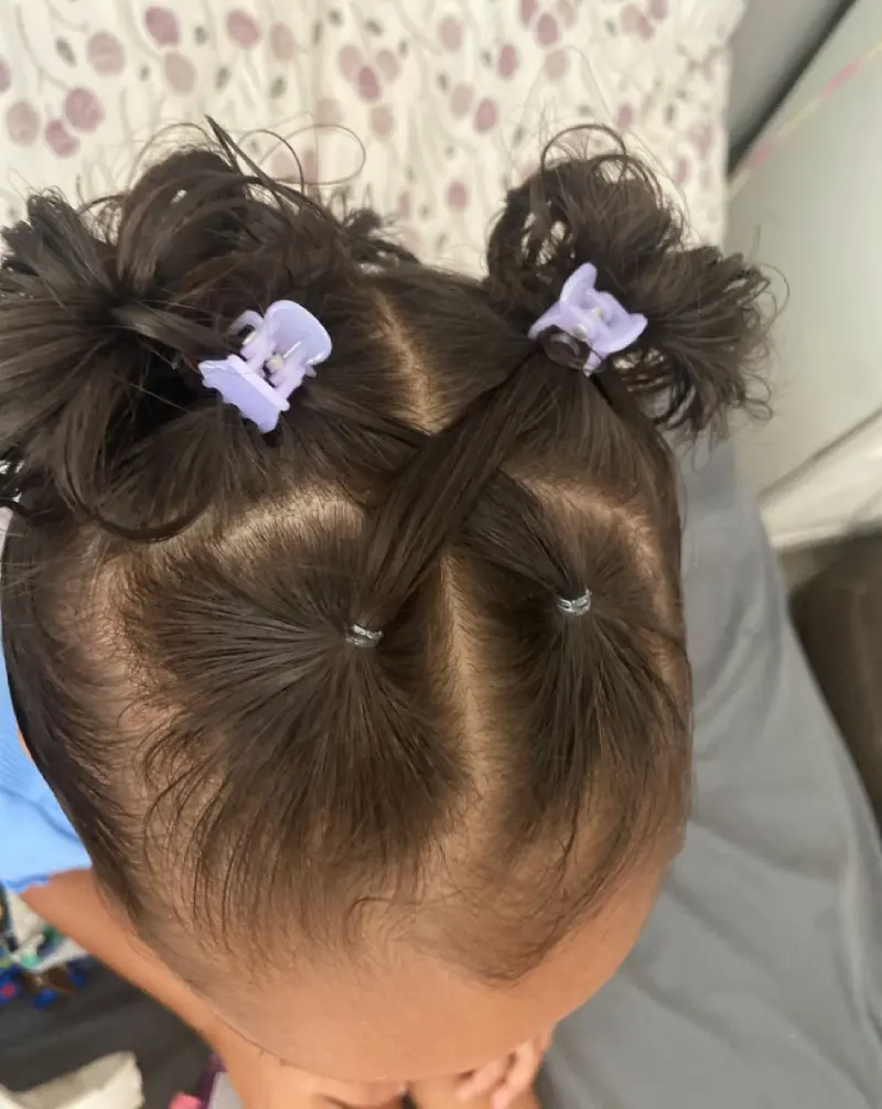 Double Puff Pigtails with Clips Coloring Page