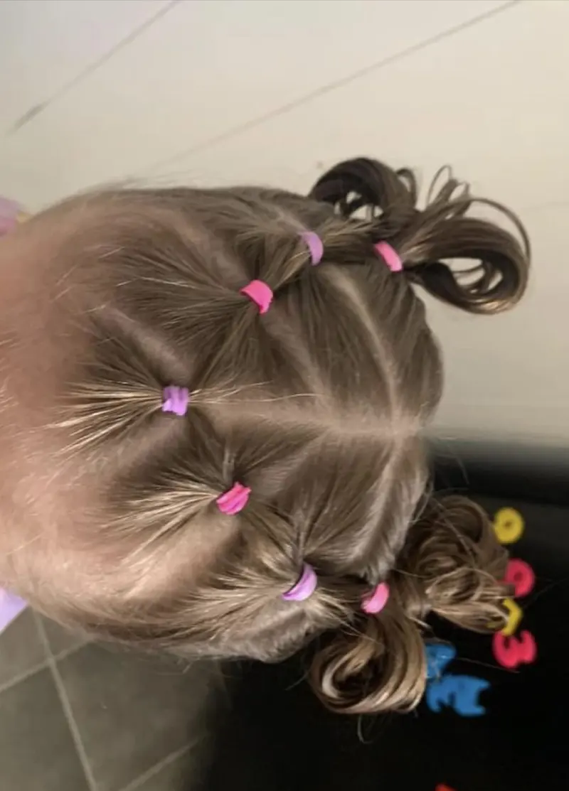 Heart Part Braided Pigtails Coloring Page