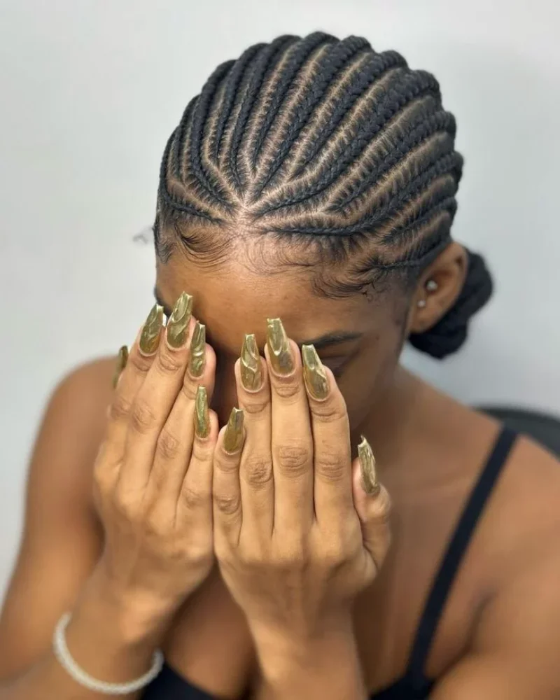 Straight Back Cornrows with Bun