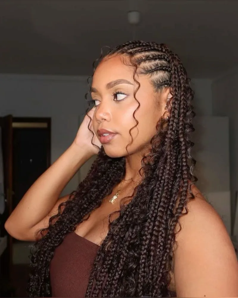Dark Braids Side Curls