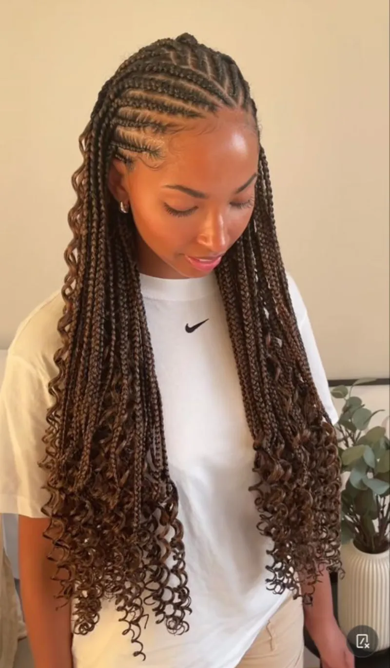 Long Braids with Curly Tips