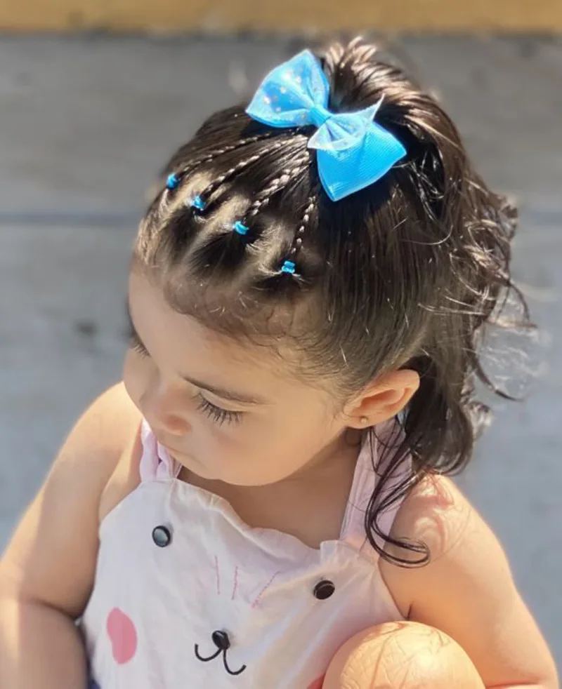 Cornrow Braids with Cute Bow Fun Hairstyles for Kids