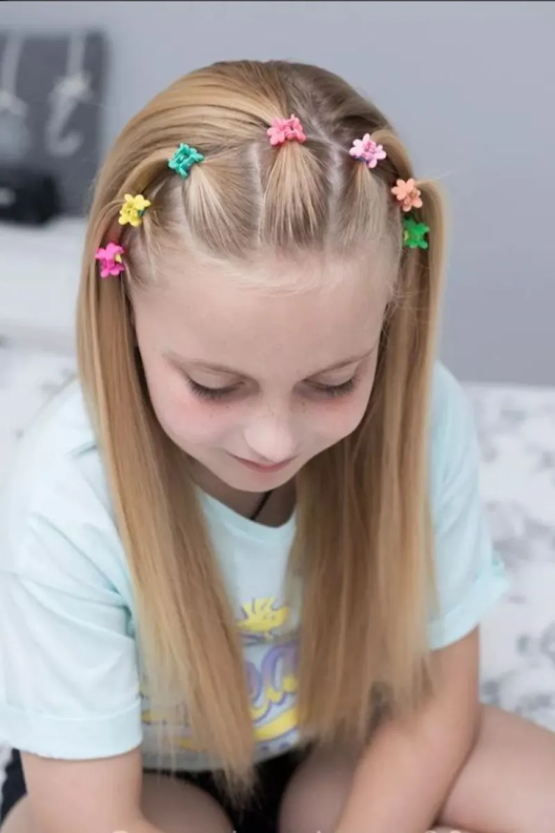 Front Braided Crown with Clips Fun Hairstyles for Kids