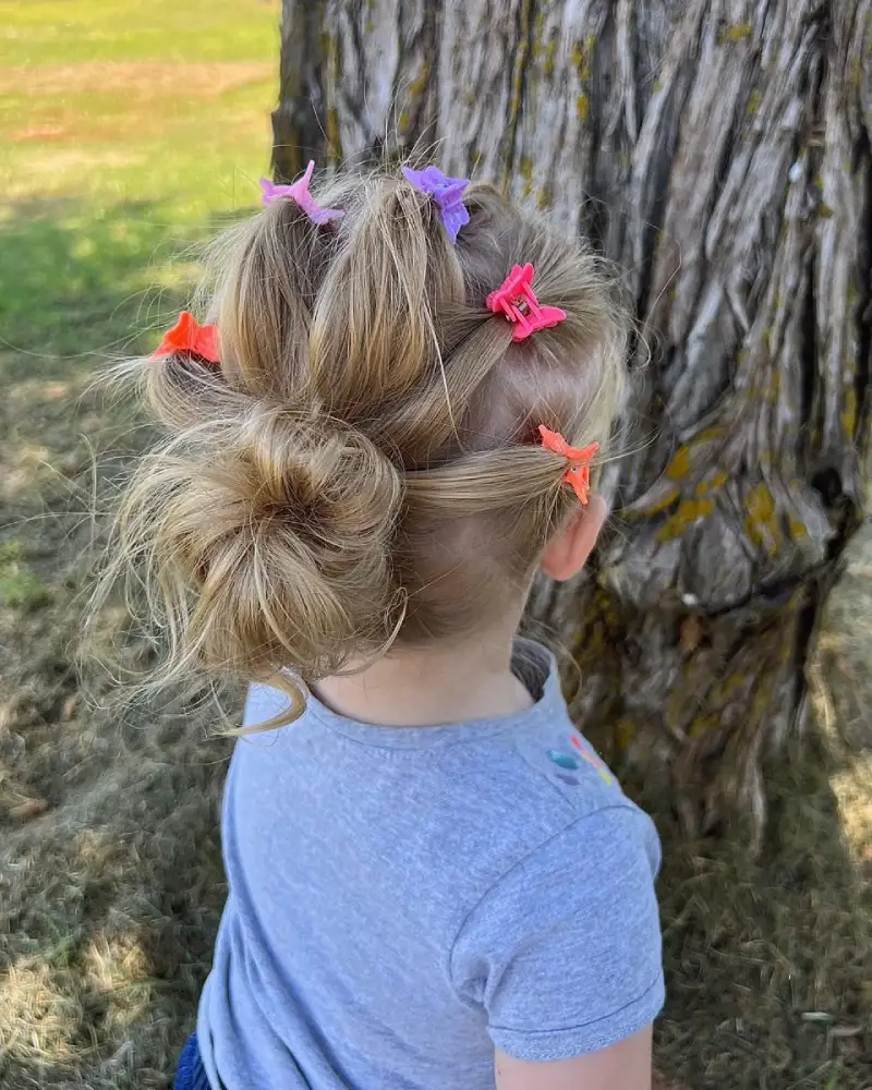 Flower Bow Mohawk Bun Style Fun Hairstyles for Kids