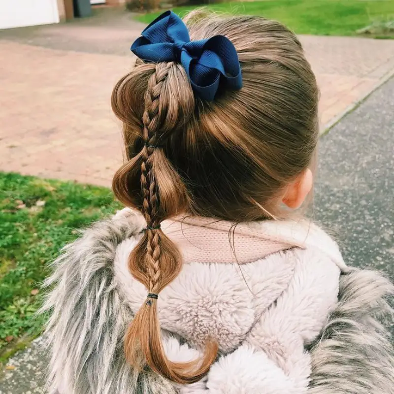 Bubble Braid with Dual Bows Fun Hairstyles for Kids