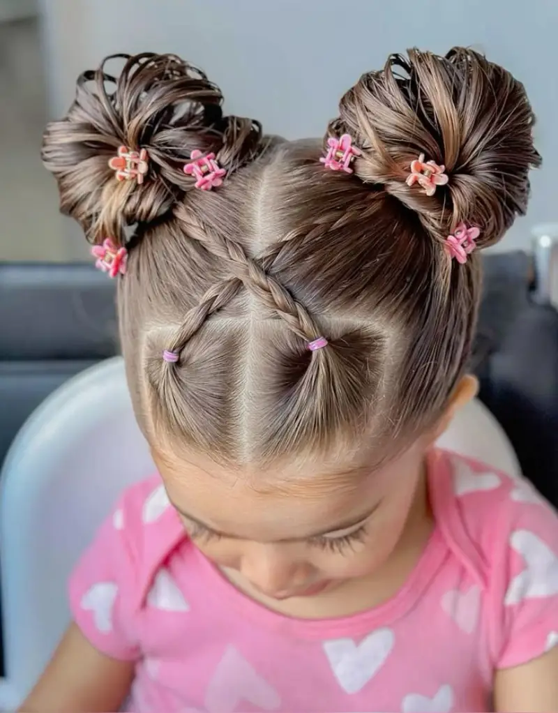 Twisted Double Bun Pigtails Fun Hairstyles for Kids