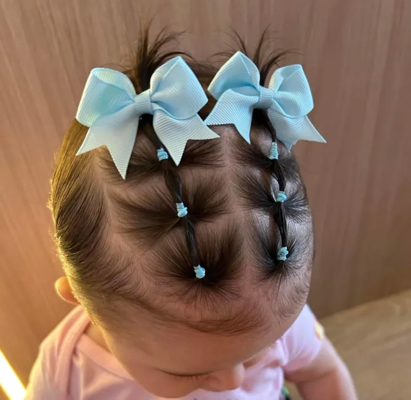 Triple Bow Ponytail Sections Fun Hairstyles for Kids