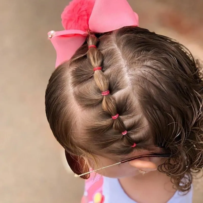 Braided Front Ponytail with Bow Fun Hairstyles for Kids