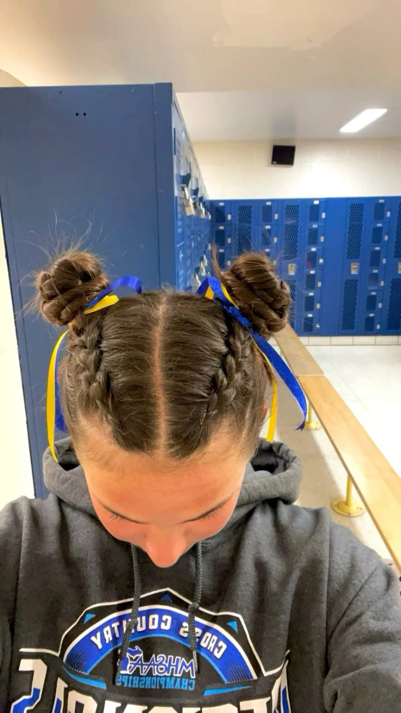 Blue Yellow Space Buns