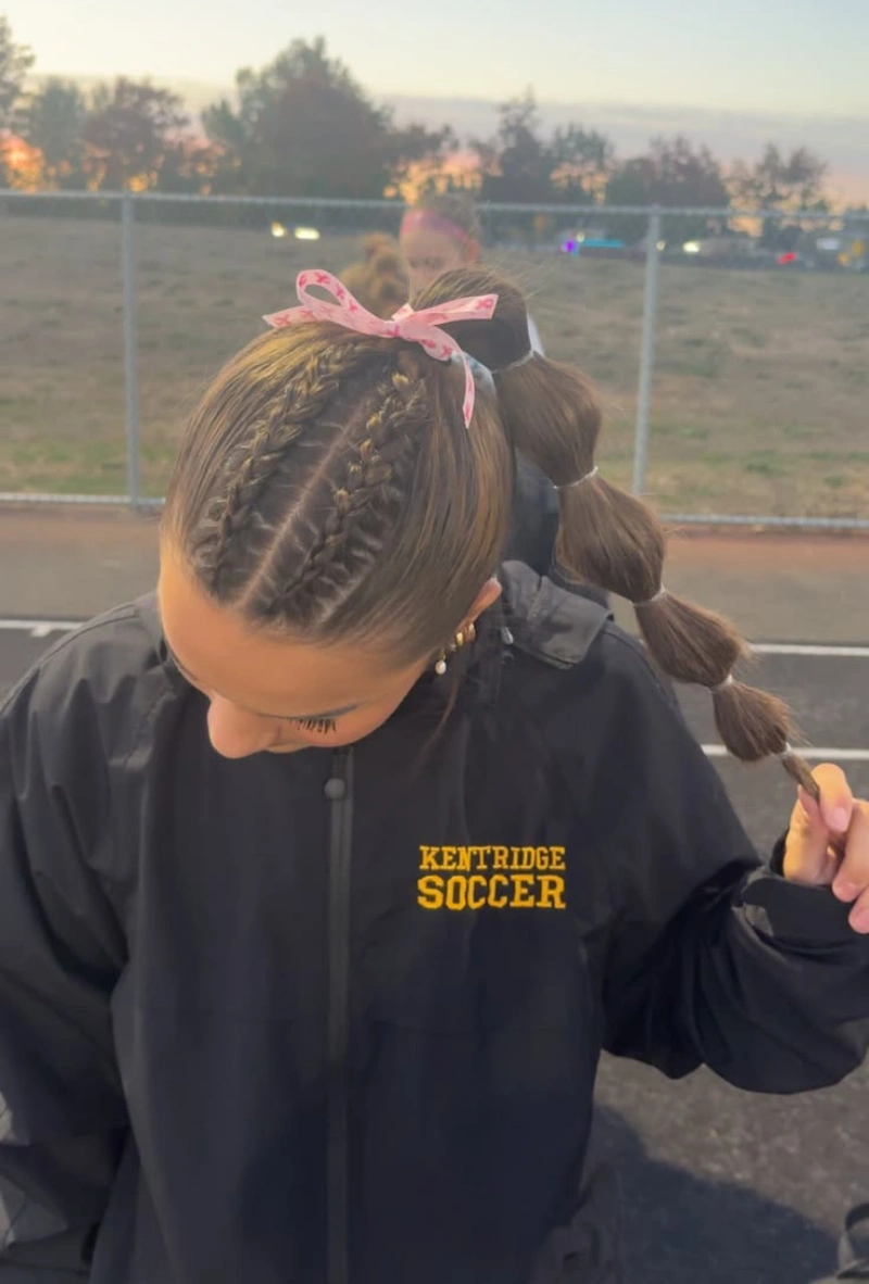 Pink Bow Bubble Braids
