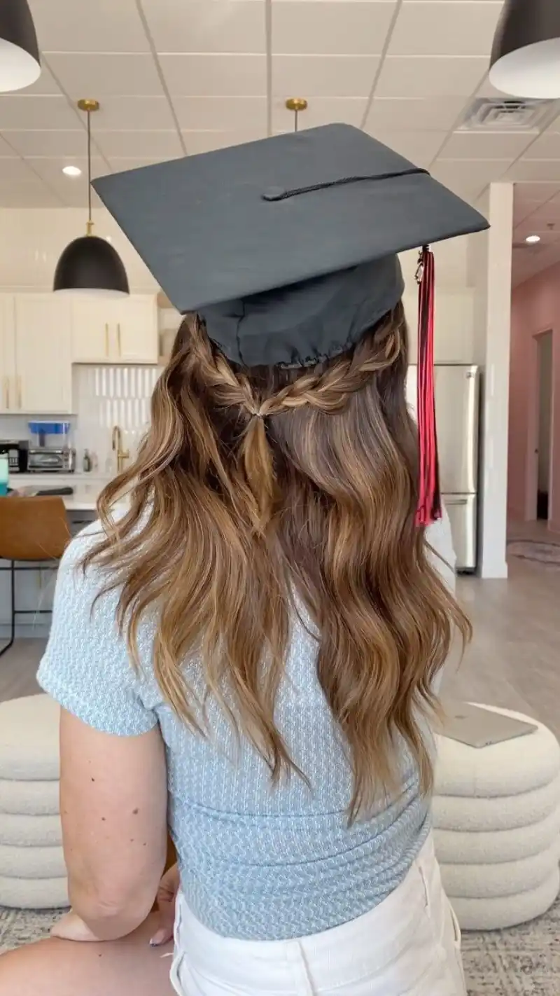 graduation hairstyles with cap