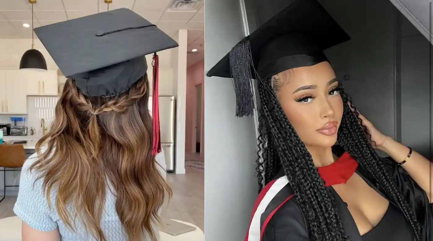 graduation hairstyles with cap