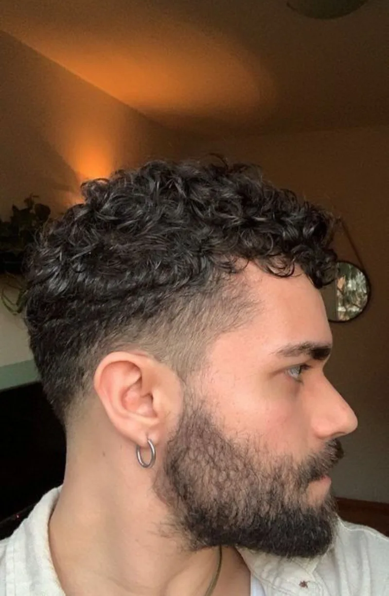 curly beard fade style